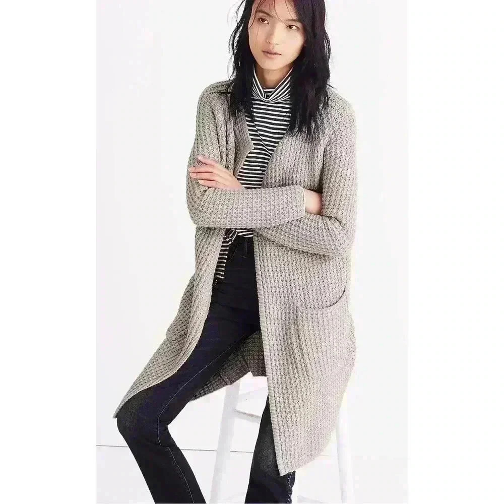 *Madewell Waffle Stitch Sweater Coat Cardigan Size S - Picture 3 of 9